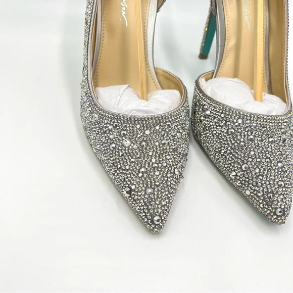 Betsey Johnson Women's SB Hazil Jeweled Silver Stiletto Heels Pumps Shoes 9 - Picture 5 of 15